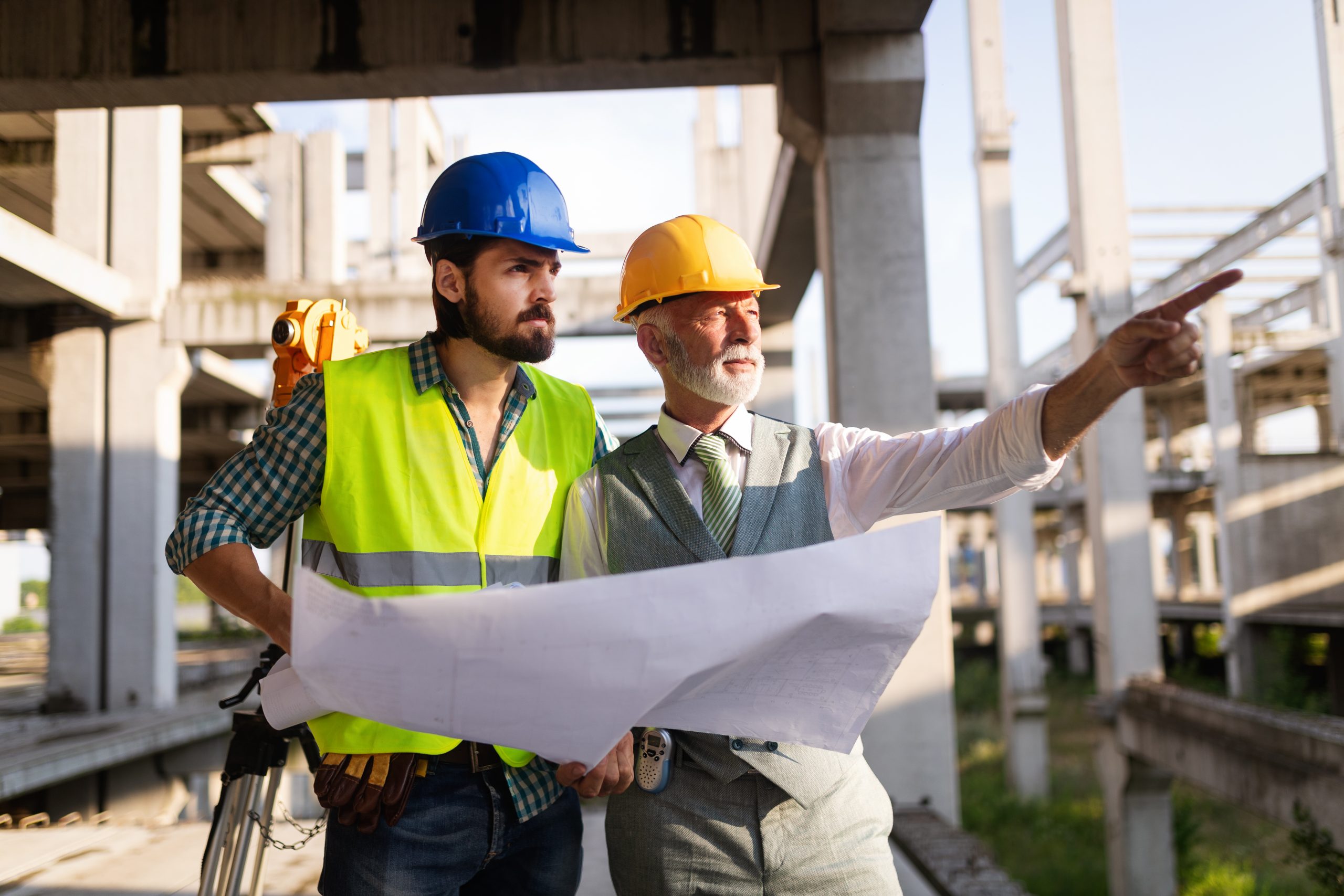 Group of construction engineer working in construction site